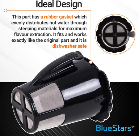 Keurig coffee filter replacement with rubber gasket and mesh screen for optimal flavor extraction.