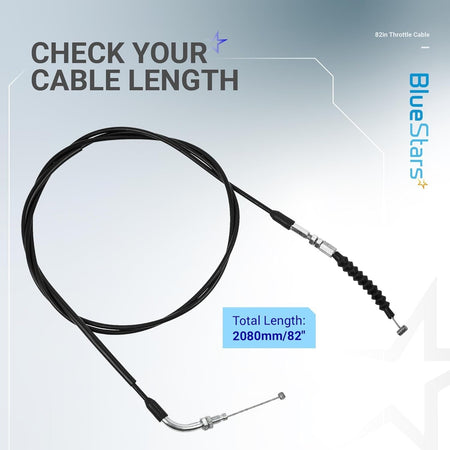 82-inch throttle cable with 2080mm total length measurement guide.