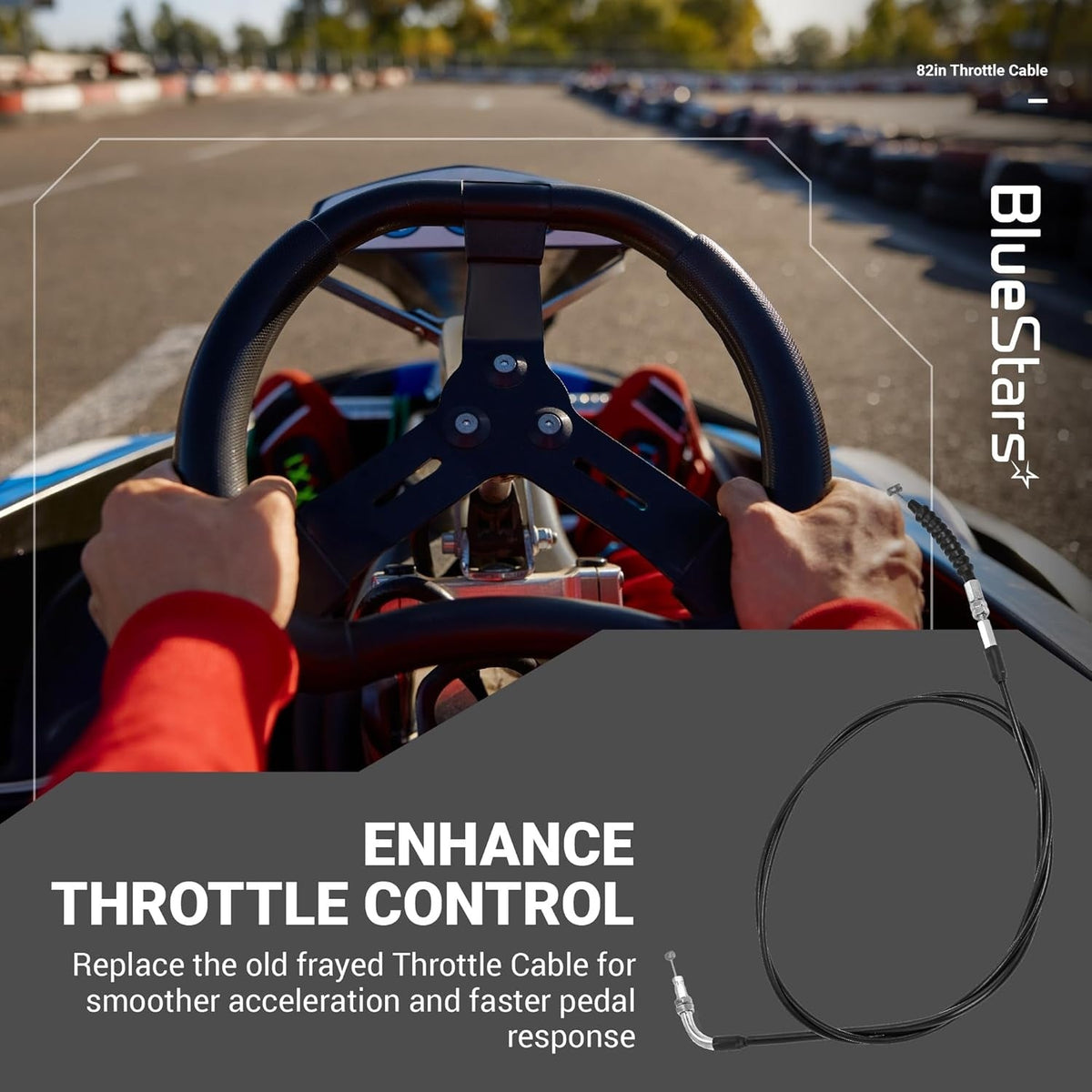 82-inch throttle cable for go-kart acceleration and pedal response enhancement.