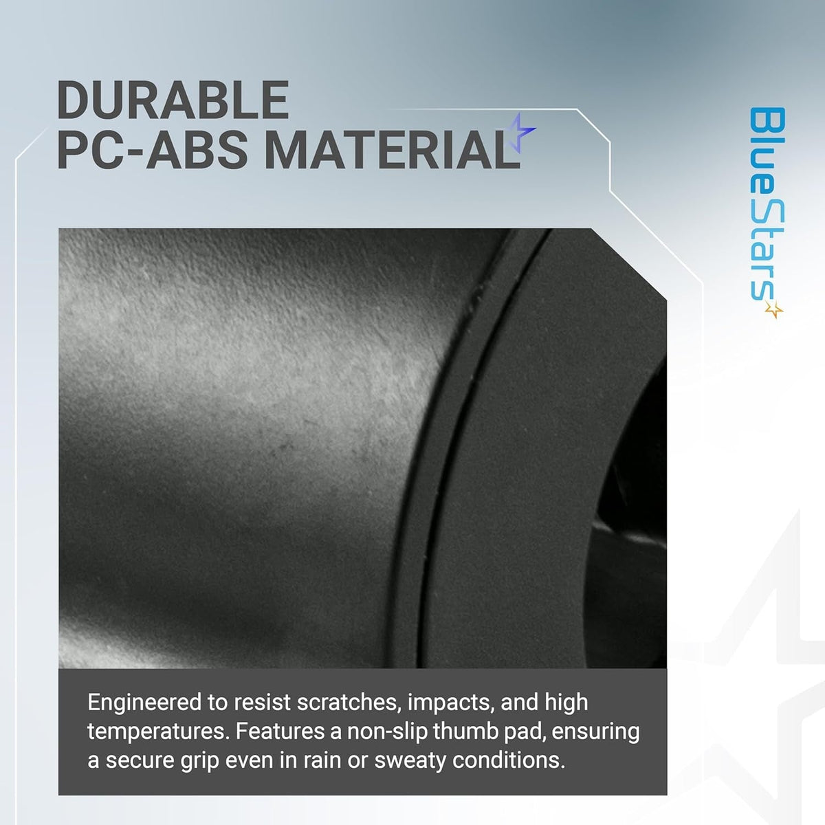 Close-up of durable PC-ABS material on electric scooter thumb throttle for GXL V2 and Apex series.