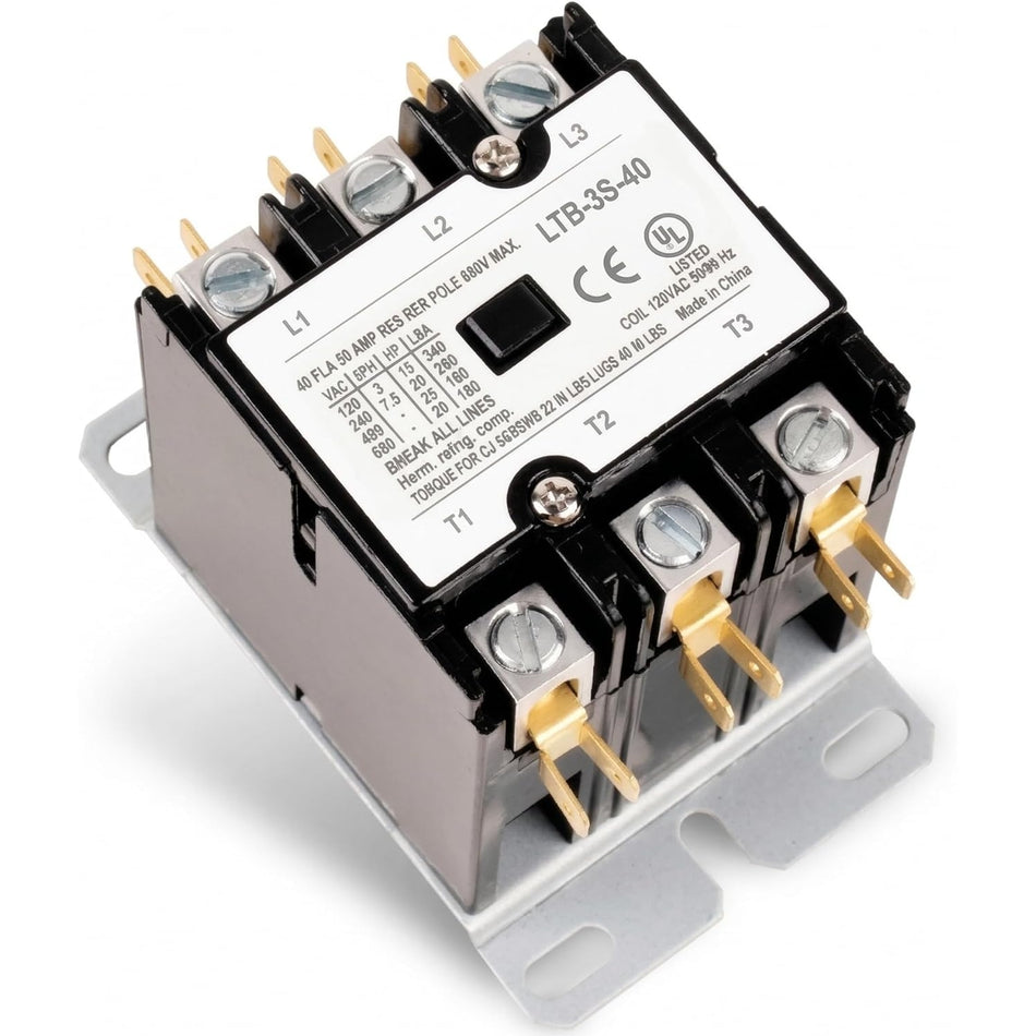 3 Pole 40 Amp Contactor 120V Coil DP Contactor HVAC Contactor - 42CF35AF Equivalent