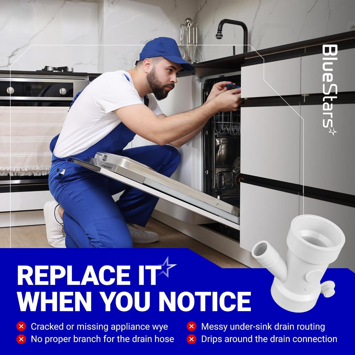 212332 Condensate Drain Pipe shown in a replacement plumbing graphic with an installer and drain fitting