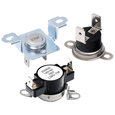 Replacement dryer thermal limiter and thermostat kit for Frigidaire and Kenmore dryers.