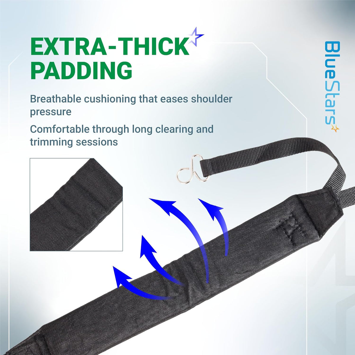 C061000111 Backpack Blower Straps showing extra-thick padded shoulder strap and breathable cushioning detail