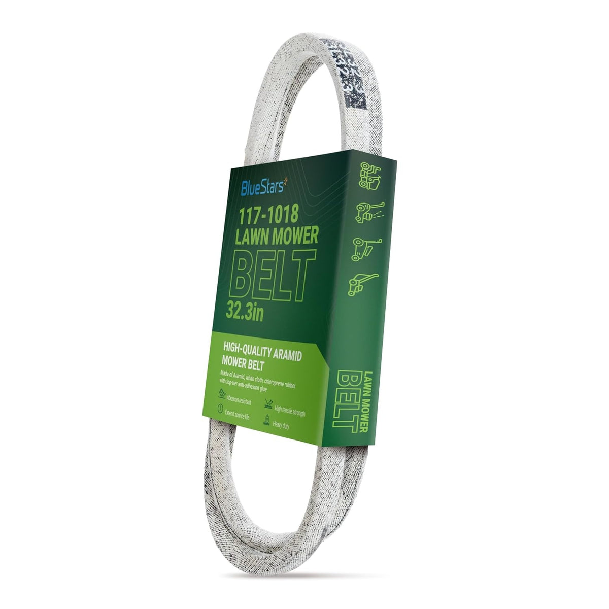 117-1018 replacement drive belt for Toro Recycler lawn mowers in branded packaging.