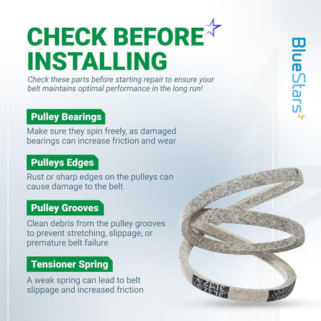Informational graphic for 117-1018 drive belt installation tips for Toro Recycler lawn mowers.