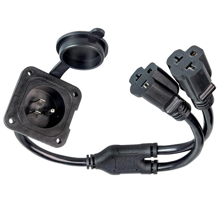 20A 125V AC Port Plug 12 AWG 5-in-1 T-Blade Adapter, front product view