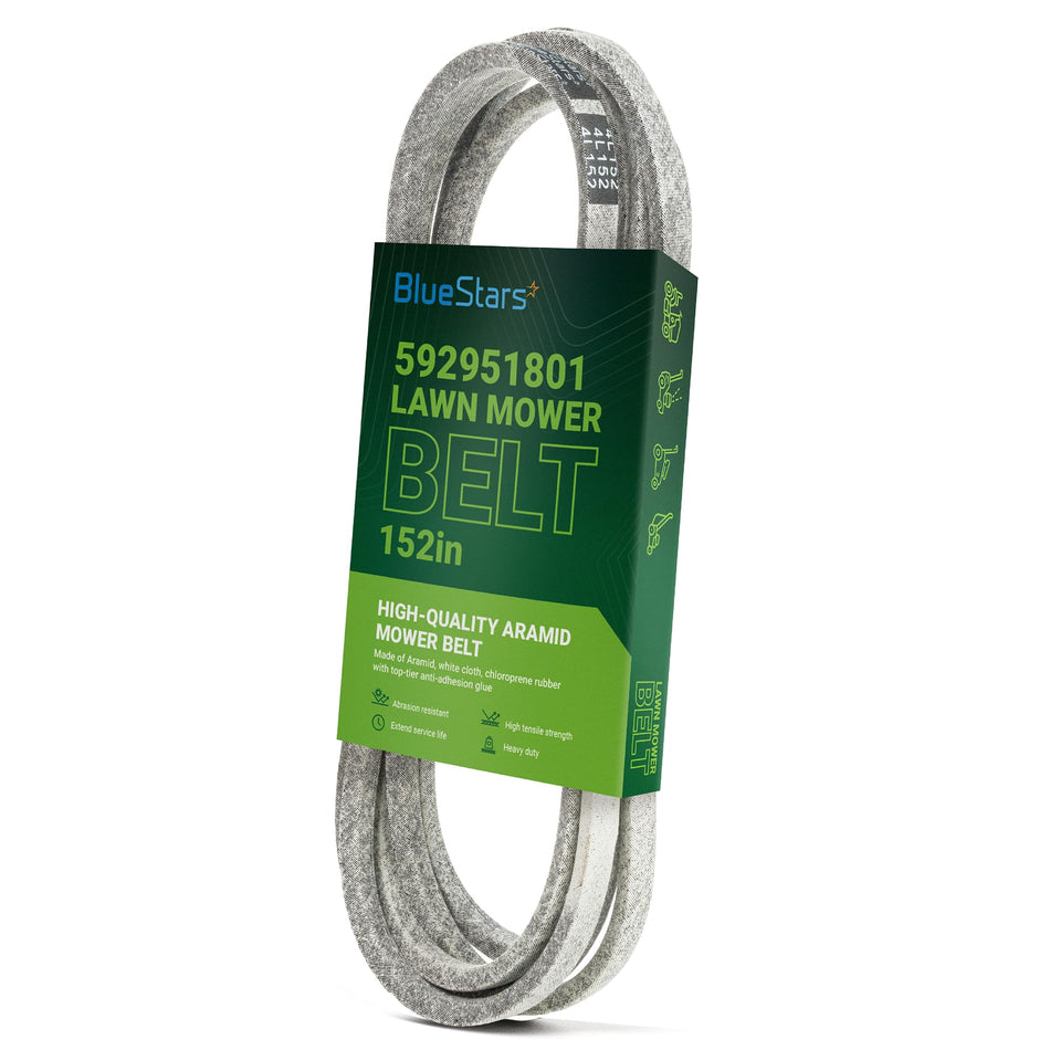 592951801 replacement deck belt for 54-inch Husqvarna and RedMax zero-turn mowers in branded packaging.