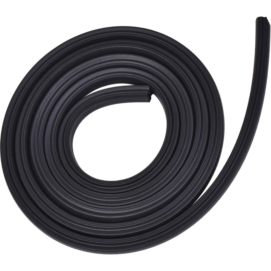 Coiled black dishwasher door seal gasket for Maytag, Amana, and Whirlpool appliances.