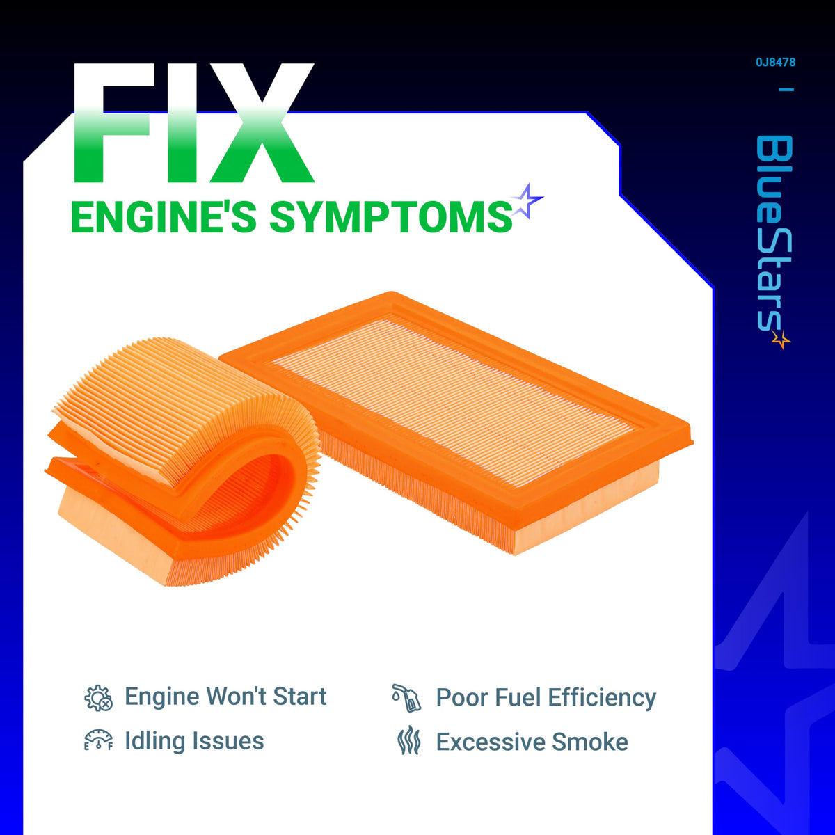 Two rectangular air filters for Generac generators showing flexible material and pleated design.