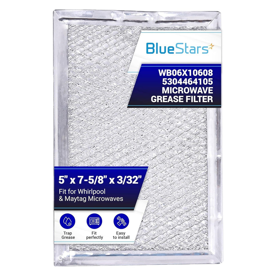 BlueStars 5" x 7-5/8" microwave grease filter replacement for Frigidaire and GE microwaves.