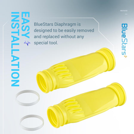 Two yellow pool cleaner diaphragms and two white retaining rings for Zodiac Baracuda G3 and G4 models.