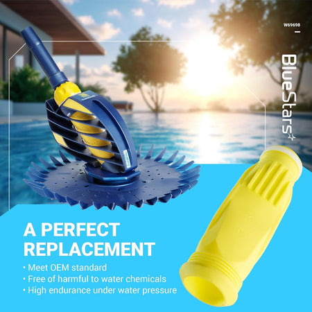W69698 long life diaphragm for Zodiac Baracuda pool cleaners shown with assembled cleaner and close-up view.