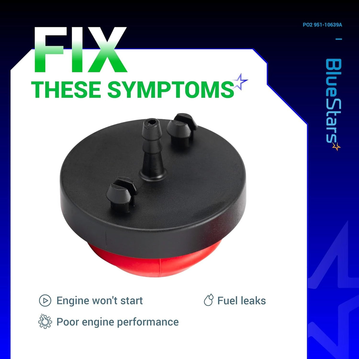 Replacement primer bulb for small engines, compatible with 570682A and 951-10639A parts.