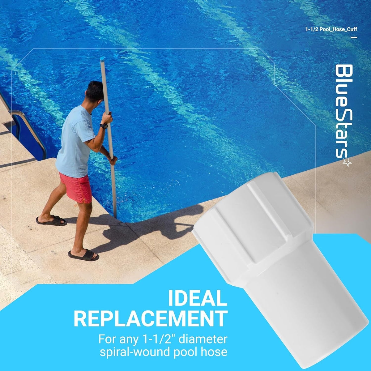 White 1-1/2 inch pool vacuum hose cuff replacement for spiral-wound pool hoses.
