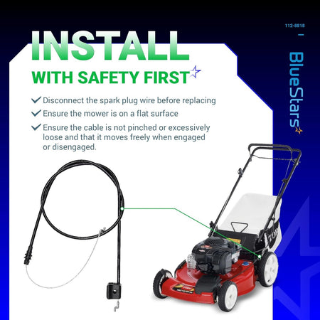 112-8818 brake cable installation guide for Toro and Lawn-Boy lawn mowers with safety instructions.