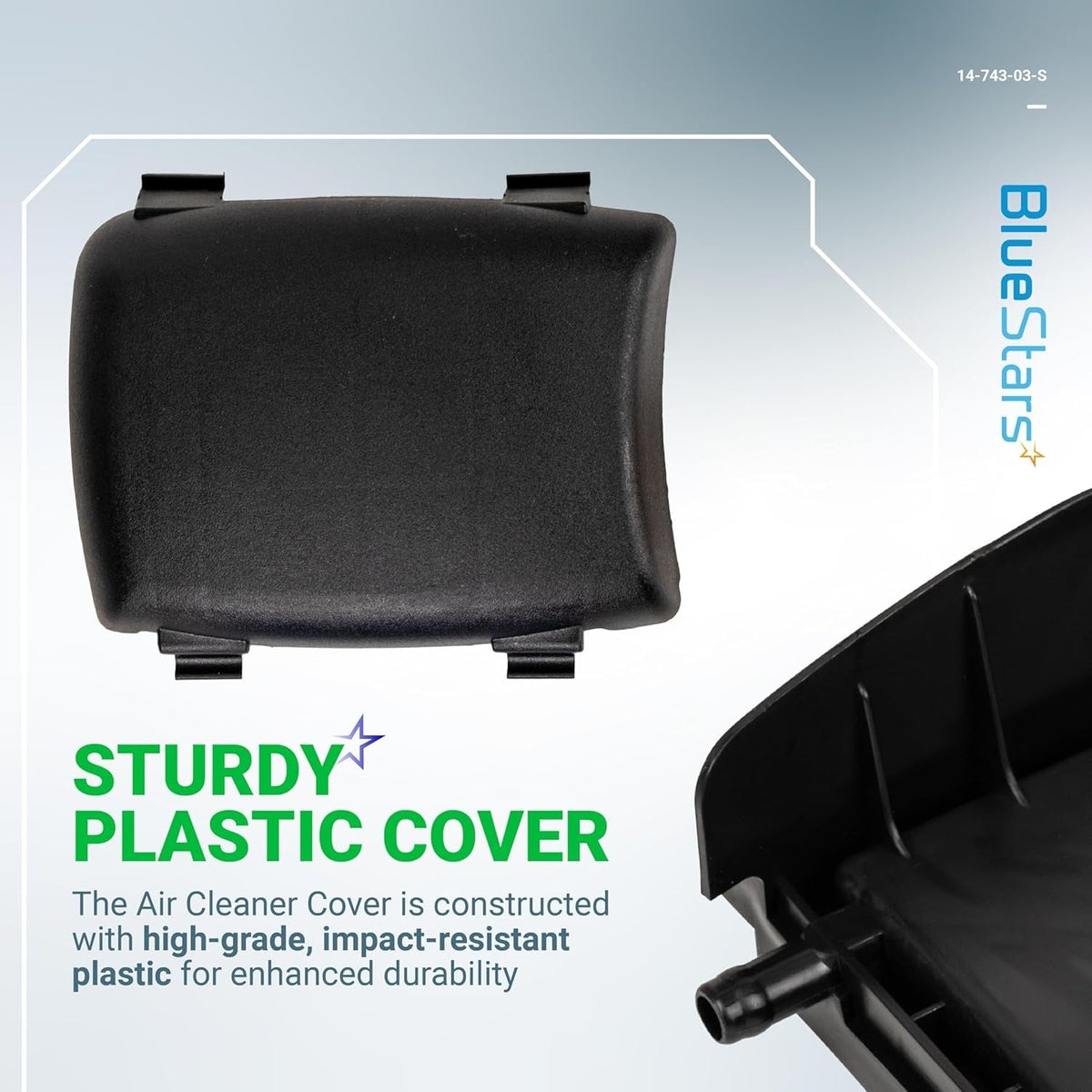 Black air filter cover for Kohler XT650 and XT675 engines, compatible with Toro and Husqvarna lawn mowers.