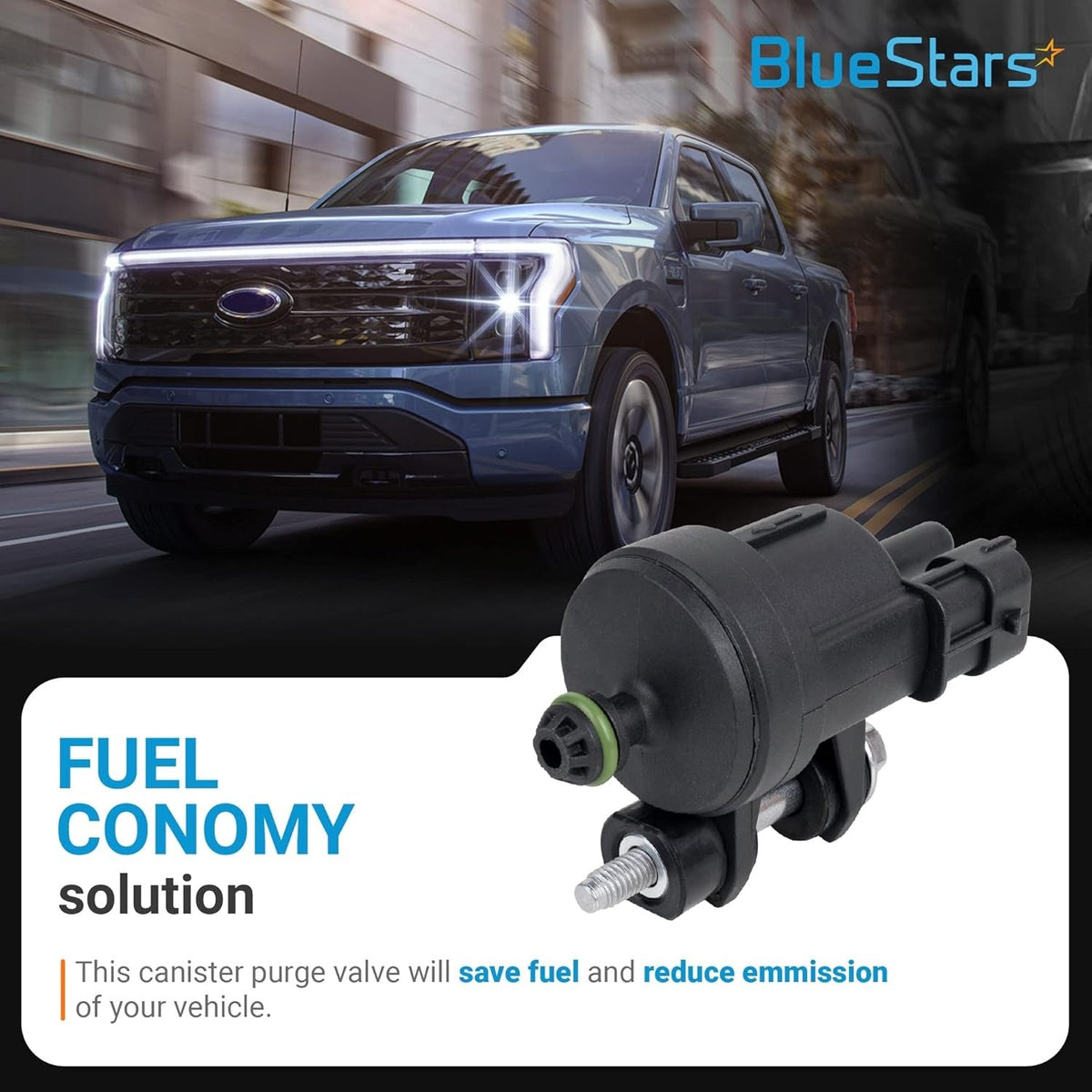 12610560 vapor canister purge valve shown against a background of a blue pickup truck.