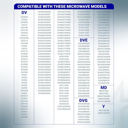 Compatibility chart listing Samsung dryer model numbers for DC97-07618A drum felt seal.
