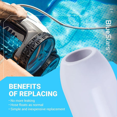Close-up of D10 pool cleaner feed hose float replacement for Zodiac Polaris pool cleaners.