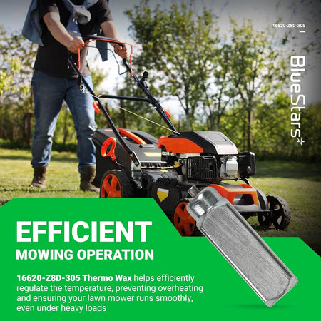 16620-Z8D-305 Thermowax assembly shown with a lawn mower to illustrate efficient engine temperature regulation.