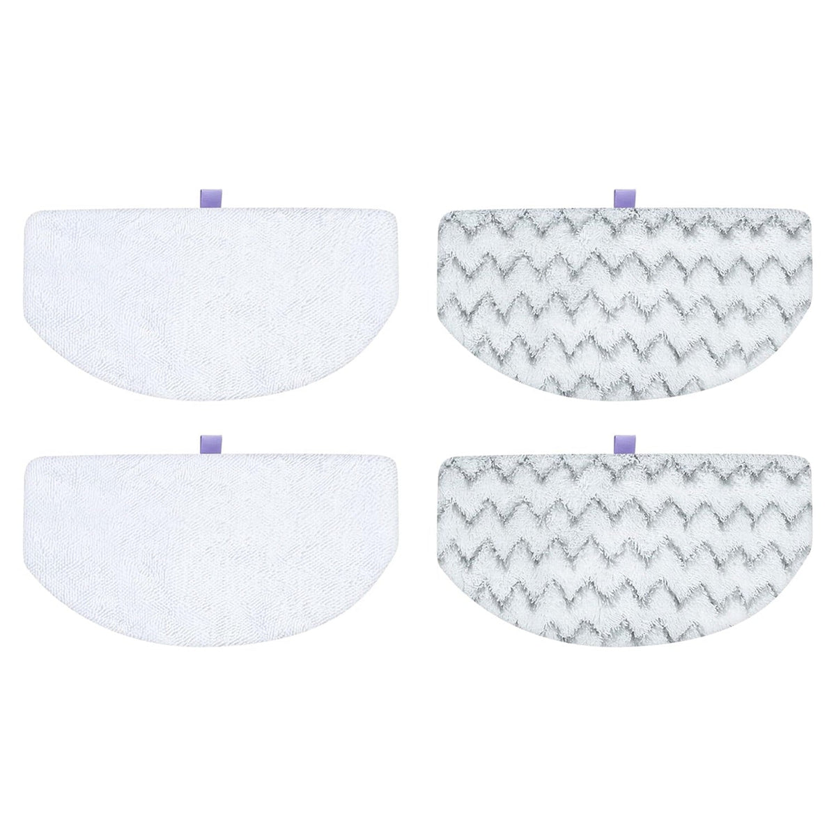 Set of four microfiber mop and scrub pads for Bissell Powerfresh steam mops, including two white and two chevron pads.