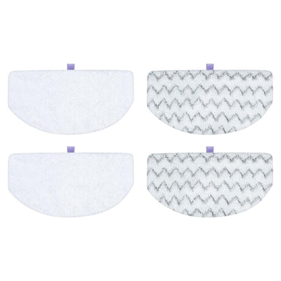 Set of four microfiber mop and scrub pads for Bissell Powerfresh steam mops, including two white and two chevron pads.