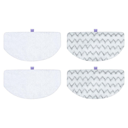 Set of four microfiber mop and scrub pads for Bissell Powerfresh steam mops, including two white and two chevron pads.