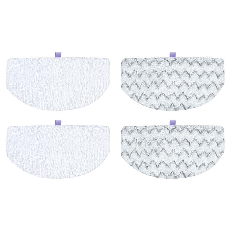 Set of four microfiber mop and scrub pads for Bissell Powerfresh steam mops, including two white and two chevron pads.