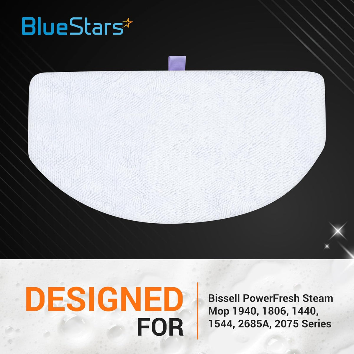 Single white microfiber mop pad for Bissell PowerFresh steam mop 1940, 1806, 1440, 1544, 2685A, and 2075A series.