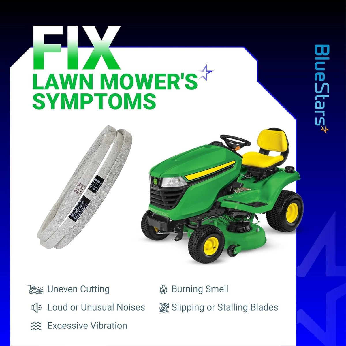 954-0461 replacement drive belt for Cub Cadet lawn mowers showing common symptoms of a worn belt.