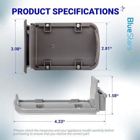 DA97-11867A refrigerator dispenser lever assembly showing product dimensions and specifications diagram.