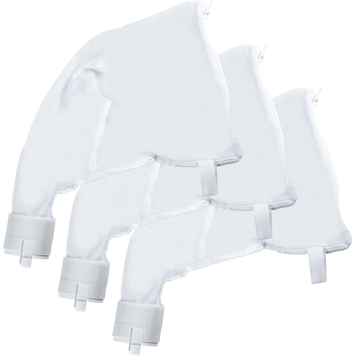 Three white zippered all-purpose replacement bags for Polaris 360 and 380 pool cleaners.