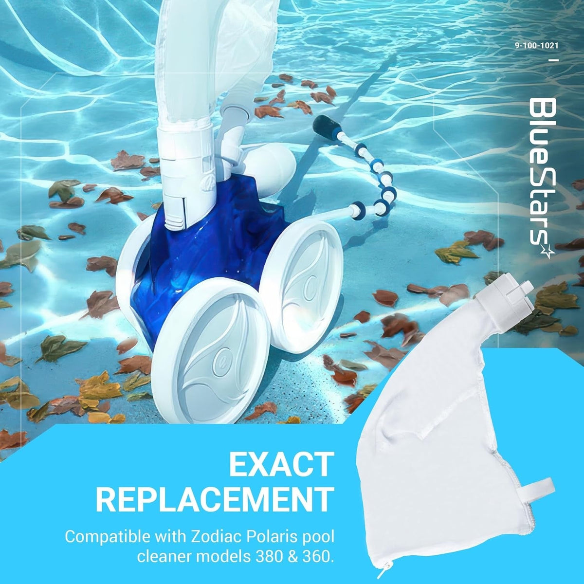 Single white all-purpose zippered replacement bag for Polaris 360 and 380 pool cleaners.