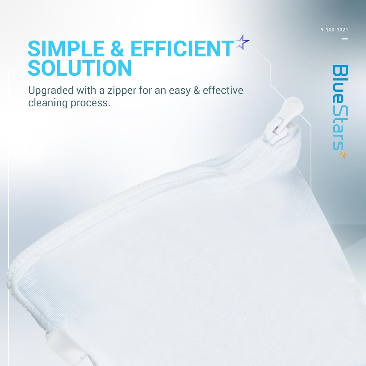 Close-up of the white zippered opening on a 9-100-1021 all-purpose pool cleaner bag for Polaris 360/380.