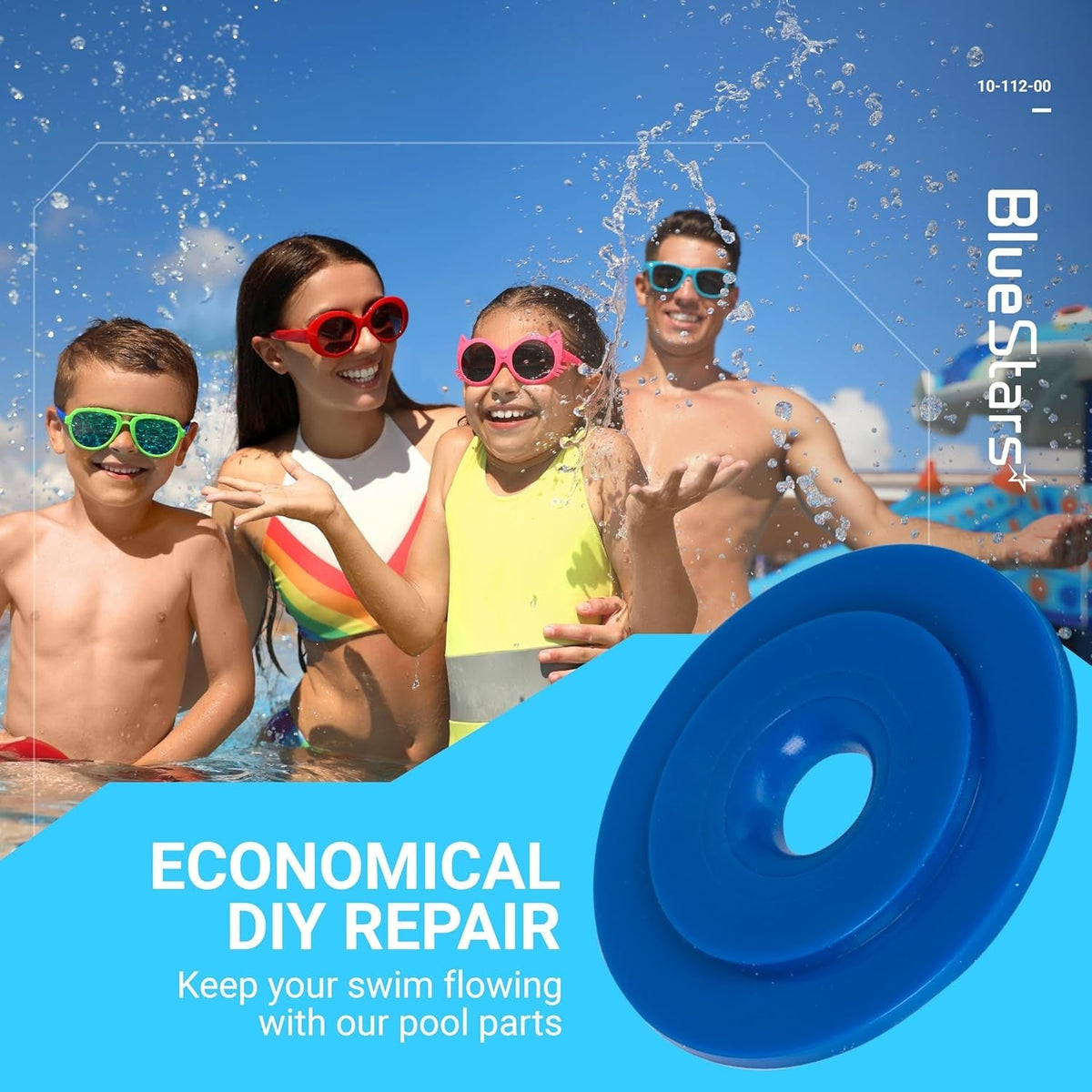 Blue pool cleaner UWF restrictor disk replacement part for swimming pool maintenance.
