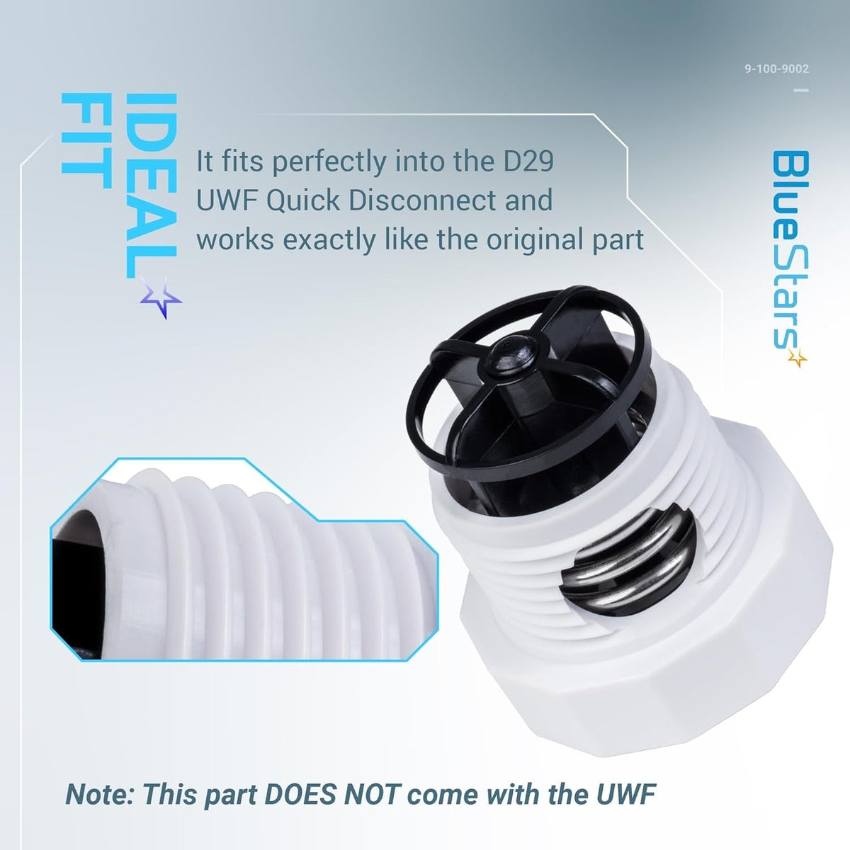 Single 9-100-9002 pressure relief valve replacement part for D29 UWF quick disconnect.