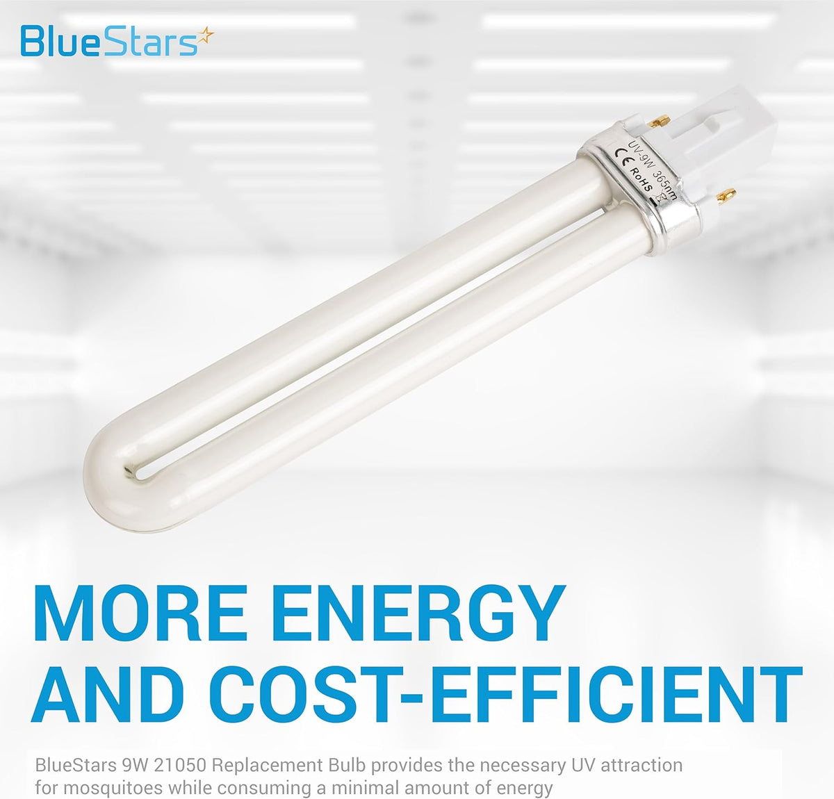 Single 21050 U-shape 2-pin base 9W UV light bulb replacement for mosquito traps.
