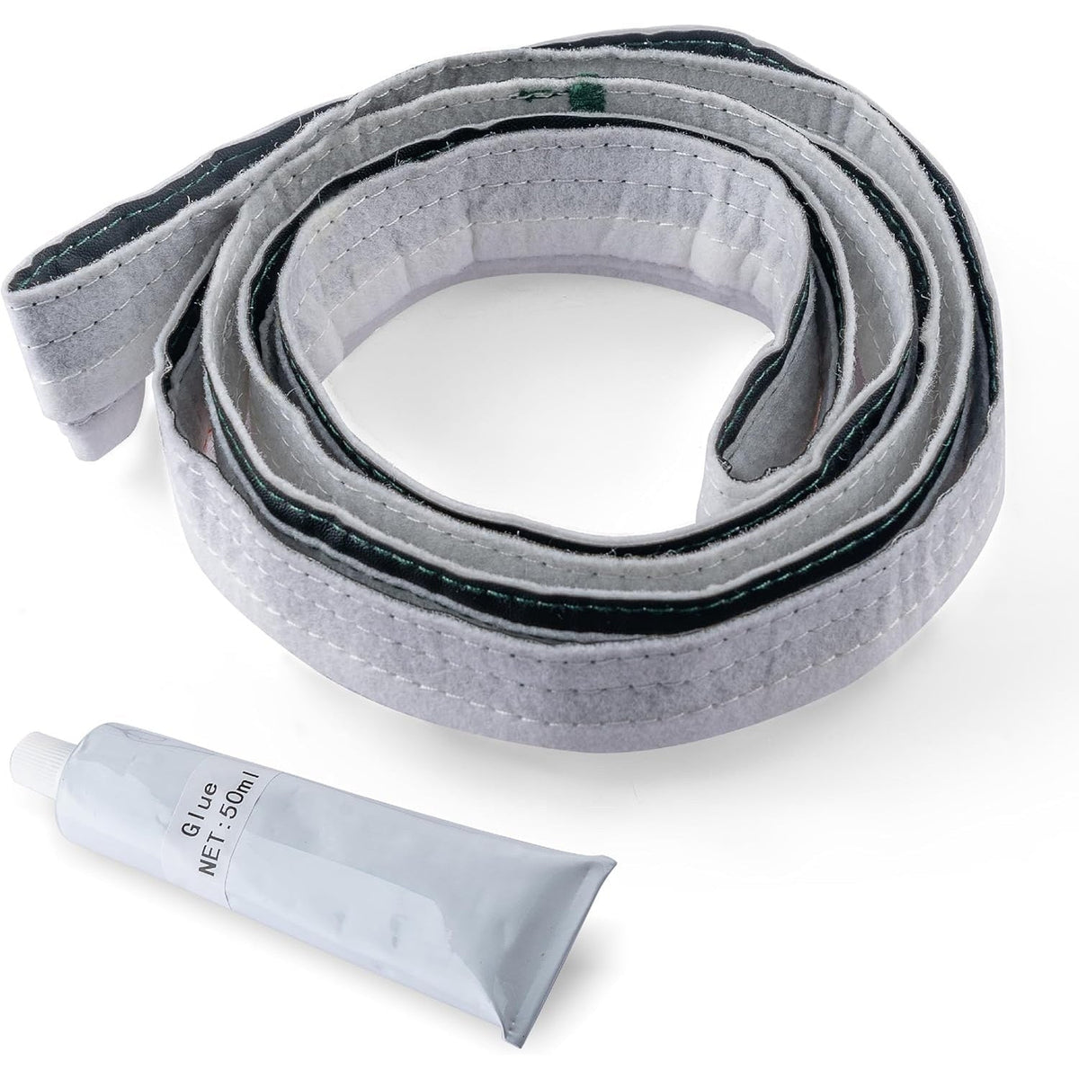 W10612022 dryer rear drum felt seal strip with 50ml adhesive tube for Whirlpool, Maytag, and Kenmore dryers.