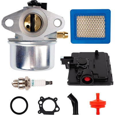 799868 carburetor kit with air filter, primer base, spark plug, gaskets, and fuel filter for small engines.
