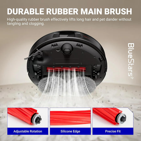 26-Pack QV 35A Replacement Parts Kit, durable rubber main brush shown with adjustable rotation and silicone edge