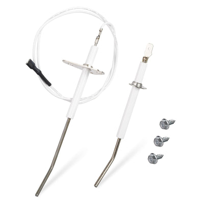 IDXLFLS1930 flame sensor and igniter replacement kit for Hayward Universal H-Series pool heaters with mounting screws.