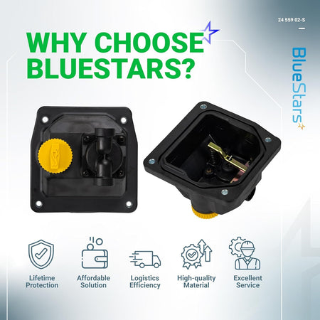 24 559 02-S fuel pump kit for Kohler engines shown from front and interior angles with BlueStars branding.