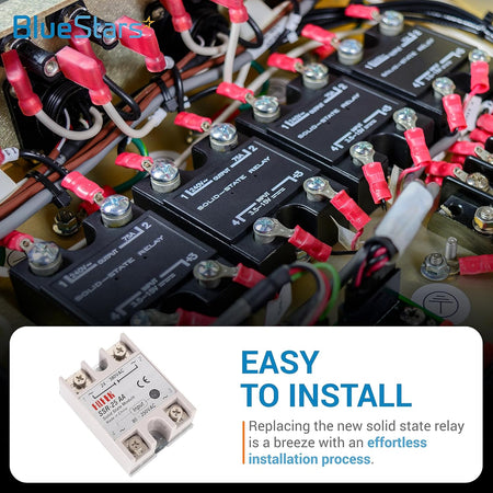 SSR-25AA solid state relay module shown in a close-up product view with installation context.
