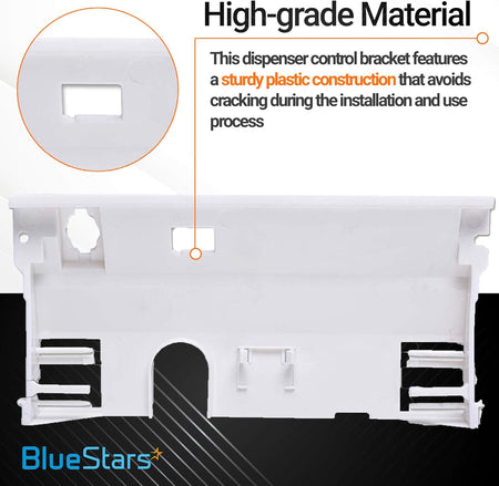WP2180226 refrigerator dispenser control bracket showing durable plastic construction and close-up detail.