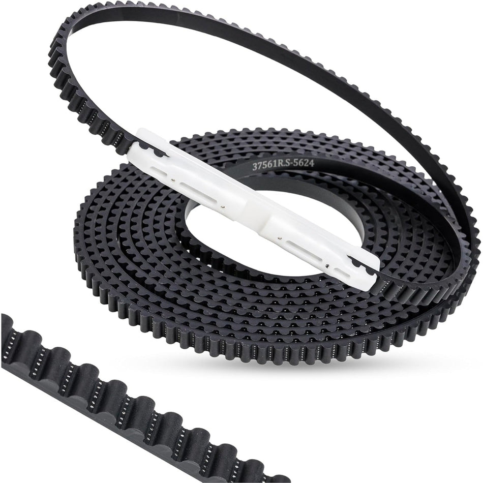 37561R.S replacement belt for 7ft garage door opener with white plastic connector and ribbed texture.