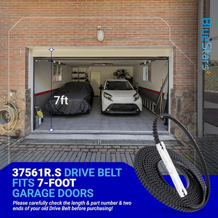 37561R.S replacement drive belt for 7ft garage door openers coiled with white connector.
