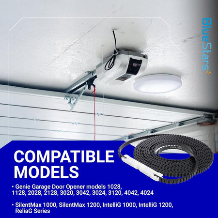37561R.S replacement belt for 7ft garage door opener shown with compatible Genie model list.