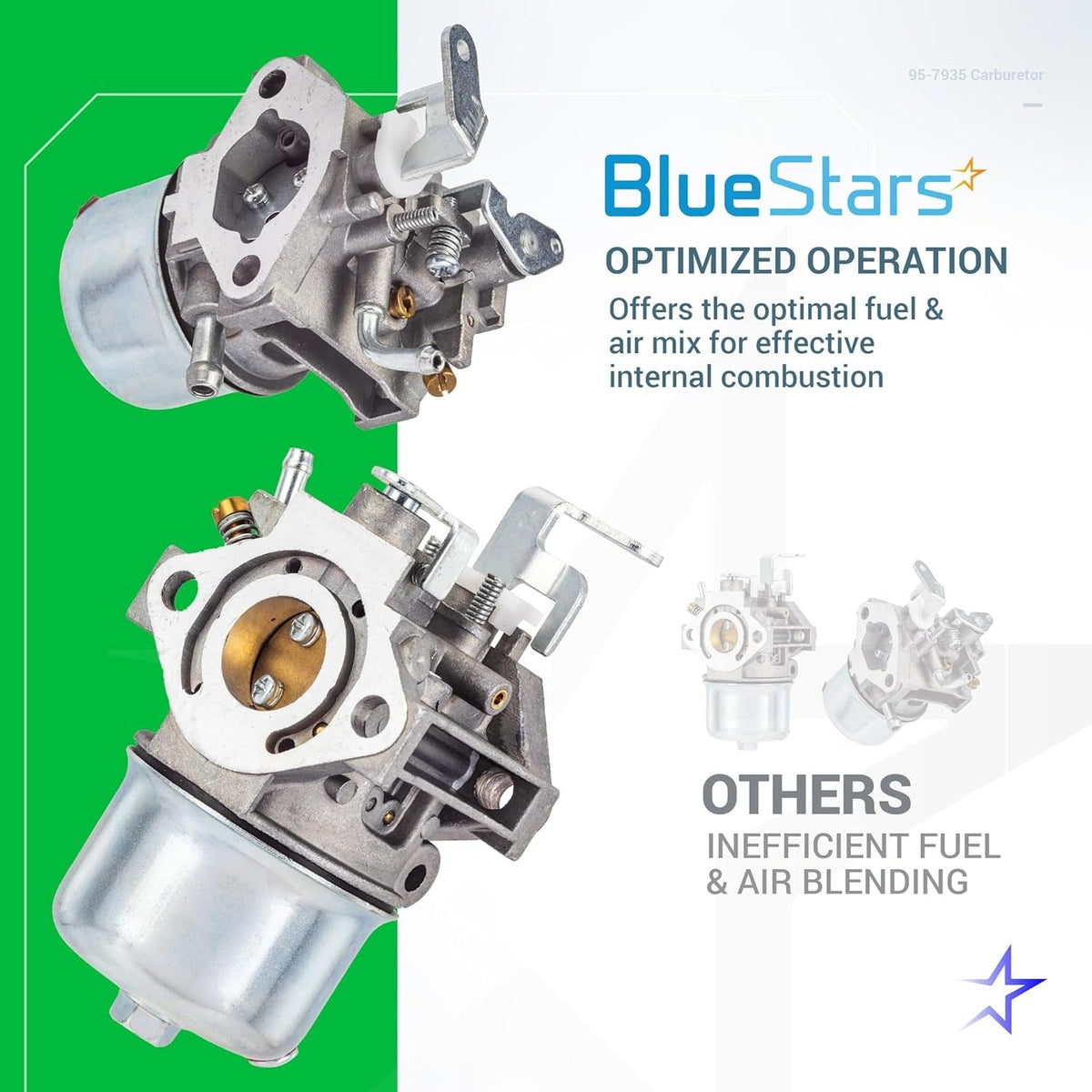 BlueStars 801396 CCR2450 replacement carburetor showing optimized fuel and air mixing design.