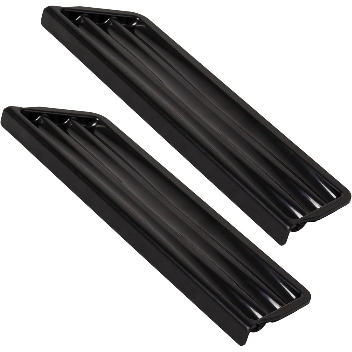 Two black refrigerator dispenser grilles compatible with Whirlpool and Kenmore models.